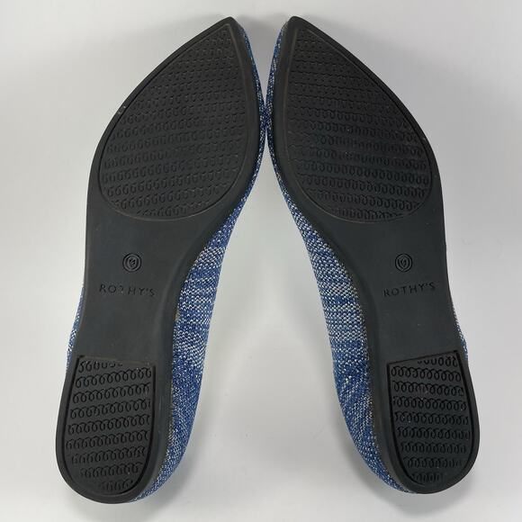 Rothy’s The Point Pointed Toe Flats Womens Size 9.5 Blue Indigo Heather Rothys - Picture 7 of 9